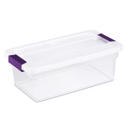Sterilite 6 qt Clear Latch Storage Box 4.875 in. H X 7.75 in. W X 14.125 in. D Stackable