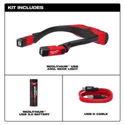 Milwaukee 400 lm Black/Red LED Rechargeable Neck Light