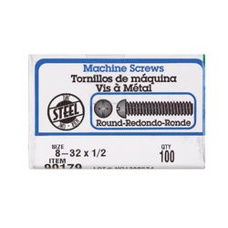 HILLMAN No. 8-32 Ga. X 1/2 in. L Combination Round Head Zinc-Plated Steel Machine Screws 100 pk