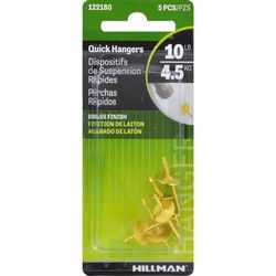 HILLMAN Brass-Plated One Piece Quick Hanger 10 lb 1 pk