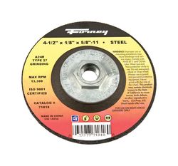 Forney 4-1/2 in. D X 5/8 in. in. X 1/8 in. thick Metal Grinding Wheel 1 pc