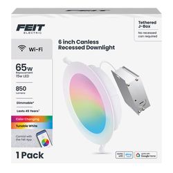 Feit Smart Home Frost White 6 in. W Aluminum LED Smart-Enabled Canless Recessed Downlight 15 W