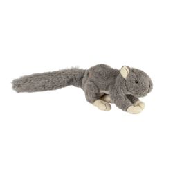 HuggleHounds For Dog Gray Polyester Feller Squirrel Squeaky Dog Toy Small 1 pk