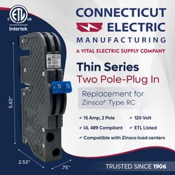 Connecticut Electric 15 amps 2-Pole Circuit Breaker