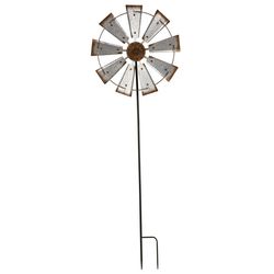 Glitzhome Silver Iron 69 in. H X 22 in. L X 4 in. W Windmill Garden Decorative Yard Stake