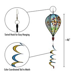 In The Breeze Multicolored Polyester 46 in. H X 11 in. W Butterfly Swarm Balloon Spinner