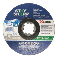 Stay Sharp 4-1/2 in. D X 7/8 in. X 1/25 in. thick X-Lock Quick Change Grinding Wheel 1 pc