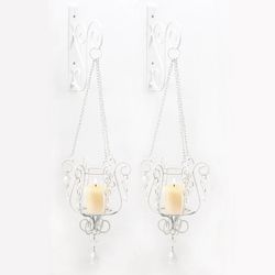 Gallery of Light 19.5 in. H X 5.5 in. L Sparkling Glass/Iron Decorative Candle Sconce Set