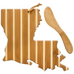 Totally Bamboo 11 in. L X 10 in. W X 0.5 in. Bamboo Lousiana Cutting Board with Spreader