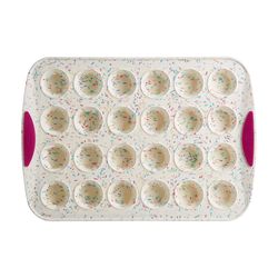 Trudeau Confetti Fuchsia Muffin Pan White 1 pc