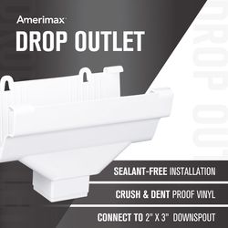 Amerimax 5 in. W X 9 in. L White Vinyl Traditional Gutter Drop Outlet