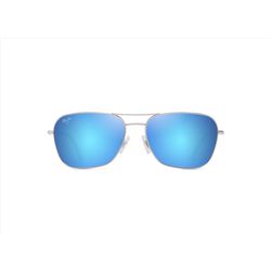 Maui Jim Naauao Sunglasses Men's Shiny Silver w/Blue/Green Frame Blue Hawaii Lens Polarized