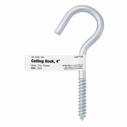 Hampton Small Zinc-Plated Silver Steel 4.0625 in. L Ceiling Hook 60 lb 1 pk