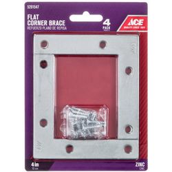 Ace 4 in. H X 0.75 in. W X 4 in. D Zinc Flat Corner Brace