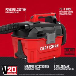 CRAFTSMAN V20 3Ah Advanced Battery Starter with 2Gal Wet/Dry Vac with Jig Saw