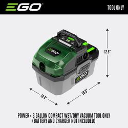 EGO Power+ WDV0300 3 gal Cordless Wet/Dry Vacuum Tool Only 56 V