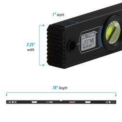 Channellock 78 in. Aluminum Magnetic Box Level 3 vial