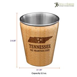Totally Bamboo 2 oz Brown/Silver Stainless Steel/Wood Tennessee Shot Glass