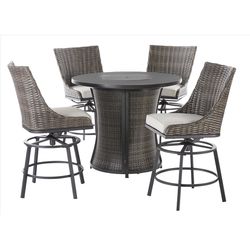 Living Accents Sterling 5 pc Black Steel High Dining Fire Pit Set
