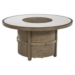 Signature Design by Ashley Rainier Ranch Beige Round Stone Contemporary Fire Pit Table