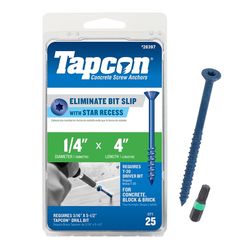 Tapcon 1/4 in. in. X 4 in. L Star Flat Head High/Low Concrete Screws