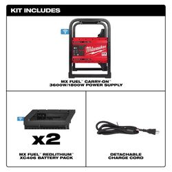 Milwaukee MX FUEL Carry-On Lithium-Ion 3600W/1800W Power Supply Power Supply Kit 2 pc