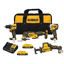 DEWALT 20V MAX ATOMIC Cordless Brushless 4 Tool Combo Kit