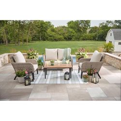Living Accents Dayton 4 pc Gray Steel Deep Seating Set White