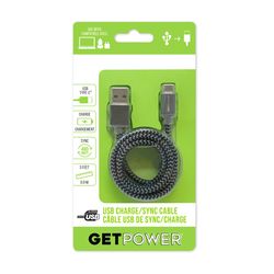 GetPower USB to Type C Charge and Sync Cable 3 ft. Black