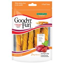 Good 'n' Fun All Size Dogs Adult Rawhide Twists Chicken Liver and Pork 6 pk