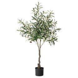 Glitzhome Faux Green Plastic 48 in. H X 20 in. L X 20 in. W Olive Tree Artificial Potted Plant