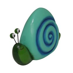 Alpine Polyresin Blue 7 in. Snail Statue