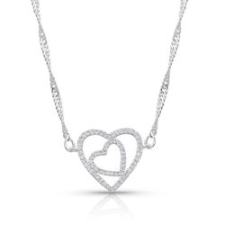 Montana Silversmiths Women's Double Open Heart Silver Necklace Water Resistant
