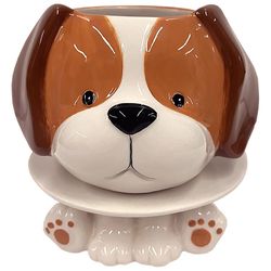 Streamline Ceramic Planter White/Brown