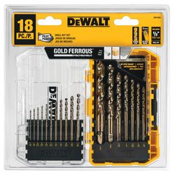 DeWalt Pilot Point Assorted High Speed Steel Drill Bit Set Straight Shank 18 pc