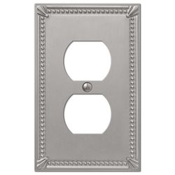 Amerelle Imperial Bead Brushed Nickel 1 gang Metal Duplex Wall Plate 1 pk