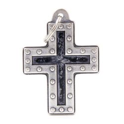 MyFamily Bronx Silver Futuristic Cross Metal Dog Pet Tags X-Large
