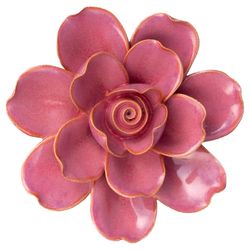 Chive France 1.97 in. H X 4.53 in. L Glazed Pink Ceramic Gardenia Wall Flower
