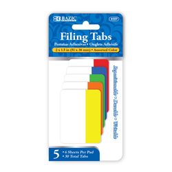 Bazic Products 1.5 in. W X 2 in. L Assorted Sticky Filing Tabs 5 pad