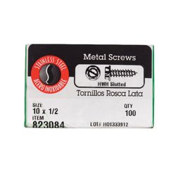 HILLMAN No. 10 Ga. X 1/2 in. L Slotted Hex Washer Head Sheet Metal Screws 100 pk