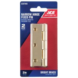 Ace 2 in. W X 3 in. L Bright Brass Brass Narrow Hinge 2 pk