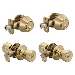 Ace Tulip knob Polished Brass Double Entry Door Kit KW1 1-3/4 in.