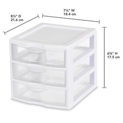 Sterilite 1.6 cu ft Clear/White Drawer Organizer 6.875 in. H X 7.25 in. W X 8.5 in. D Stackable