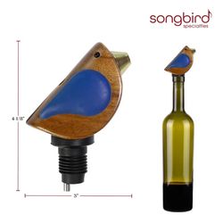 Totally Bamboo Blue Acacia Wood/Stainless Steel Bird Bottle Pourer