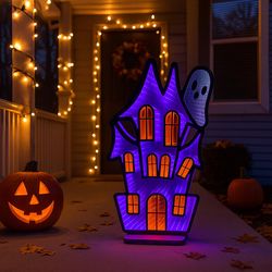 Celebrations Multicolored 400 ct 23.6 in. LED Prelit Haunted House Halloween Decor