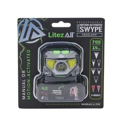 LitezAll 700 lm Black LED Rechargeable Head Lamp
