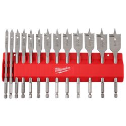 Milwaukee Assorted in. High Carbon Steel Flat Boring Bit Set Hex Shank 13 pc