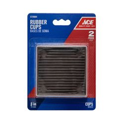 Ace Rubber Furniture Cups Brown Square 3 in. W X 3 in. L 2 pk