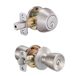 Ace Tulip Knob Satin Stainless Steel Deadbolt and Entry Door Knob KW1 1-3/4 in.