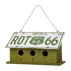 Glitzhome 7.75 in. H X 5.5 in. W X 14 in. L Metal and Wood Bird House